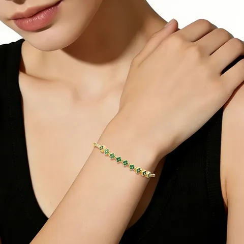 Fashion Micro-pavé Four-leaf Clover Zircon Bracelet Luxury-inspired Niche Women’s Jewelry - view 2