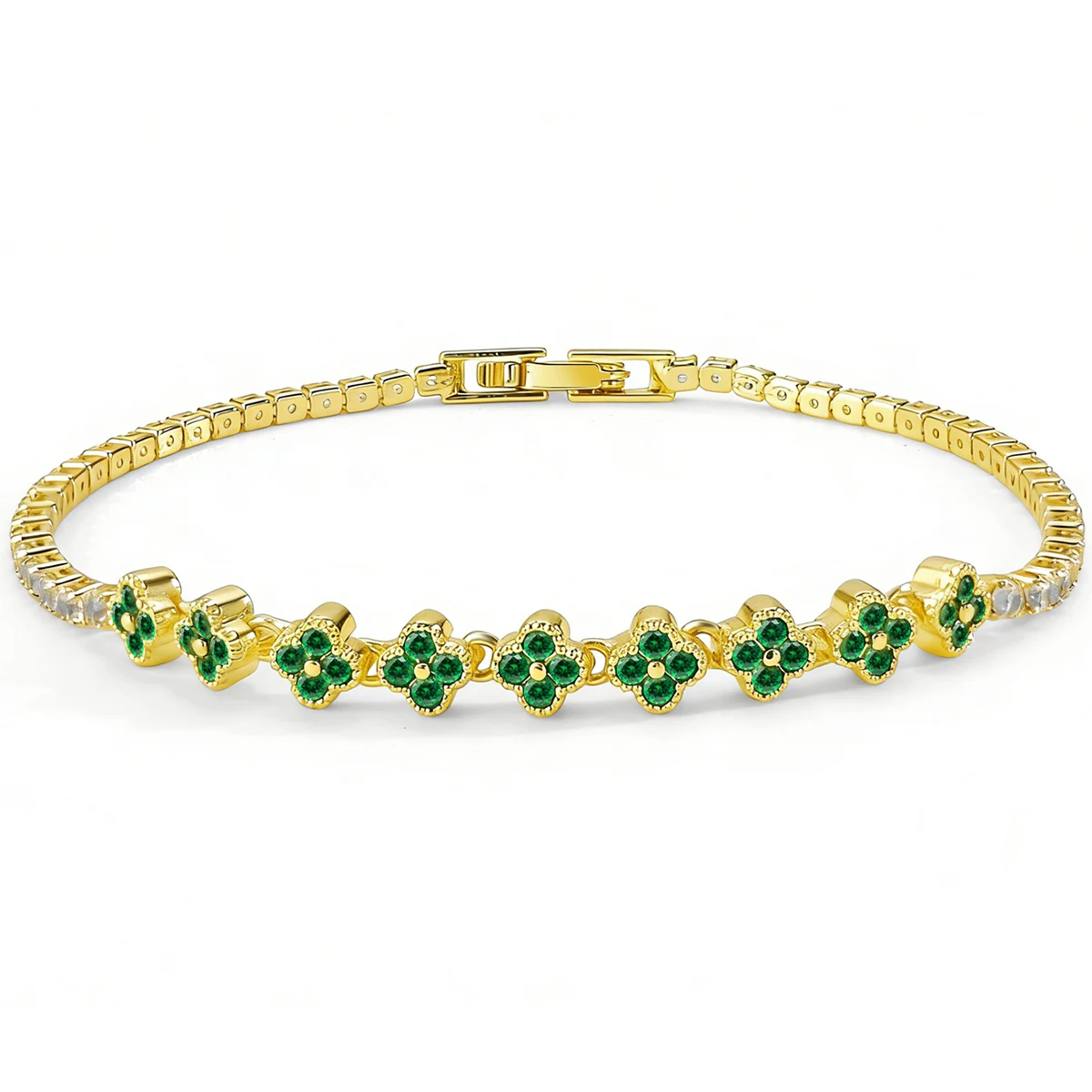Fashion Micro-pavé Four-leaf Clover Zircon Bracelet Luxury-inspired Niche Women’s Jewelry made by BlueOne Jewelry