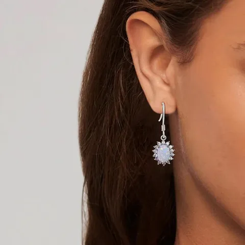 Fashion Opal Women’s Ear Hooks Oval Crystal Opal Earrings - view 2