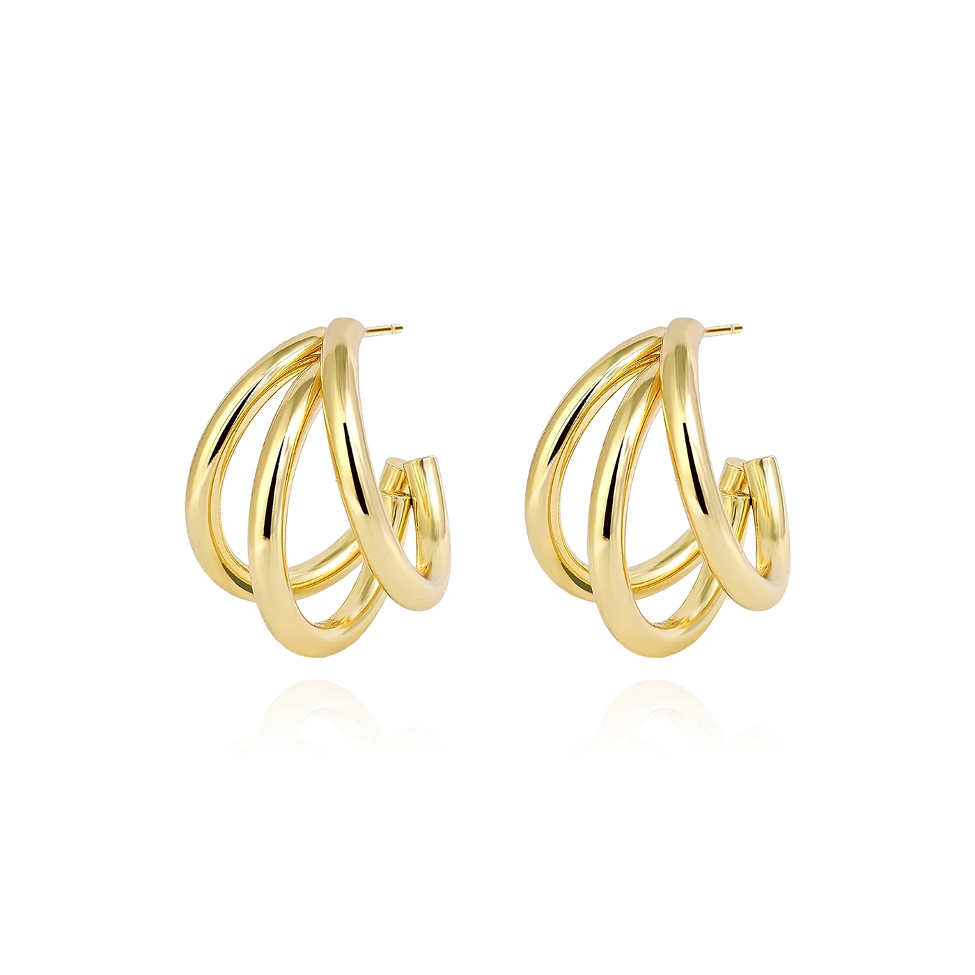Fashion Niche Metal Retro High-class Temperament Neutral Titanium Steel C-shaped Multi-layer Earrings made by BlueOne Jewelry
