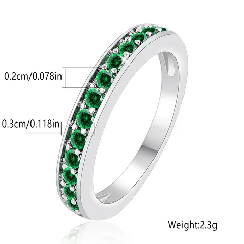 Fashion Popular Jewelry Green Zirconia Ring Stainless Steel Rings Couple Rings - view 3