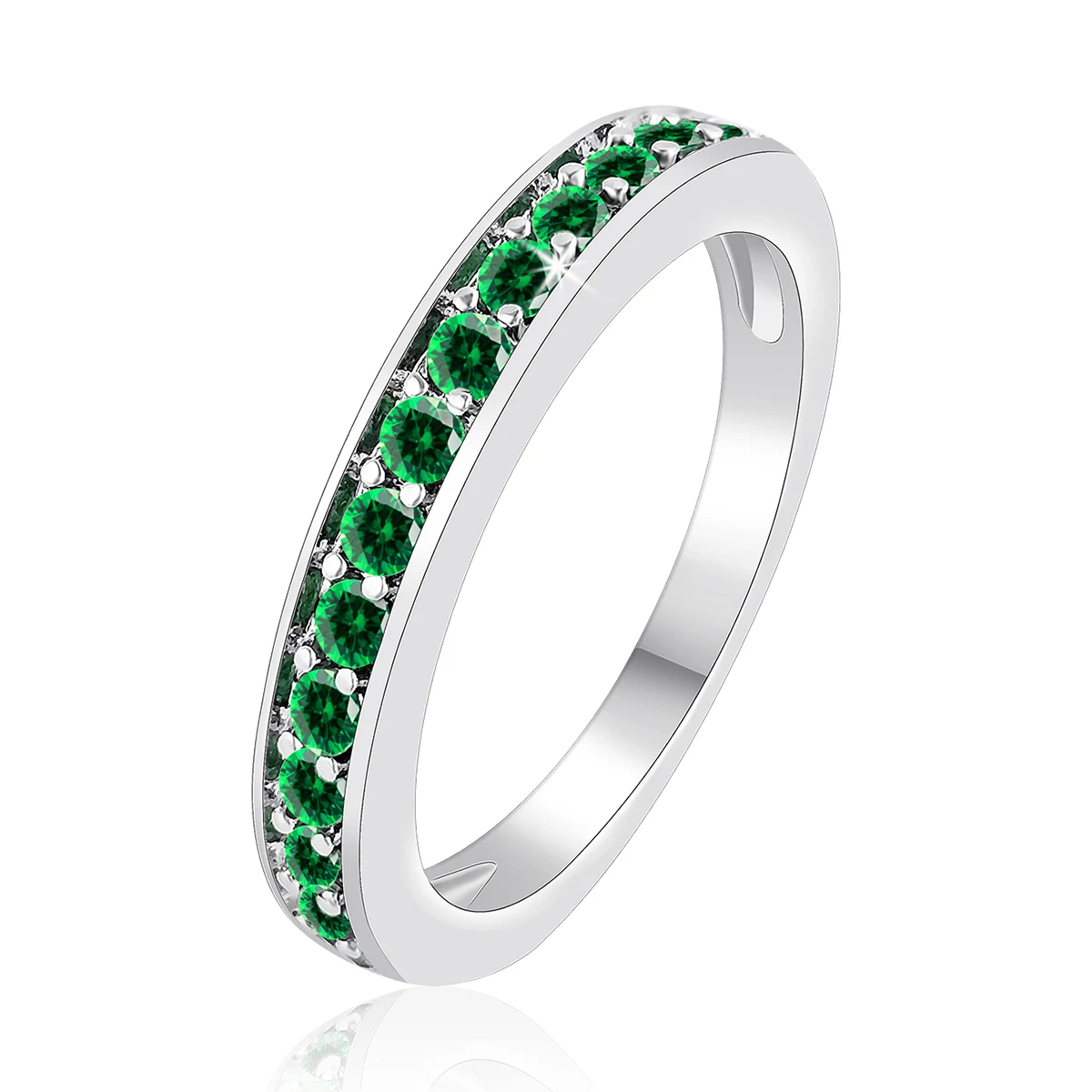 Fashion Popular Jewelry Green Zirconia Ring Stainless Steel Rings Couple Rings made by BlueOne Jewelry