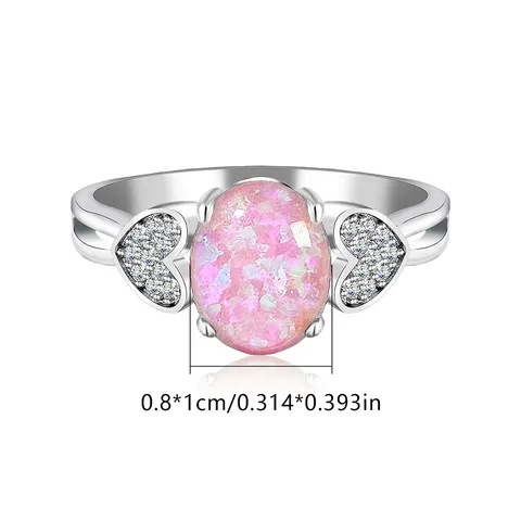 Fashion Simple Atmosphere Inlaid Aussie Gemstone Ring European and American Love - view 3