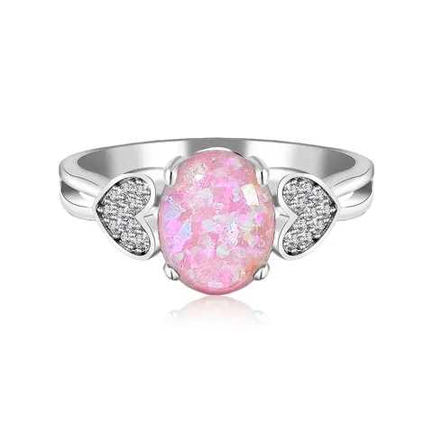 Fashion Simple Atmosphere Inlaid Aussie Gemstone Ring European and American Love - Plated Brass jewelry made by BlueOne Jewelry