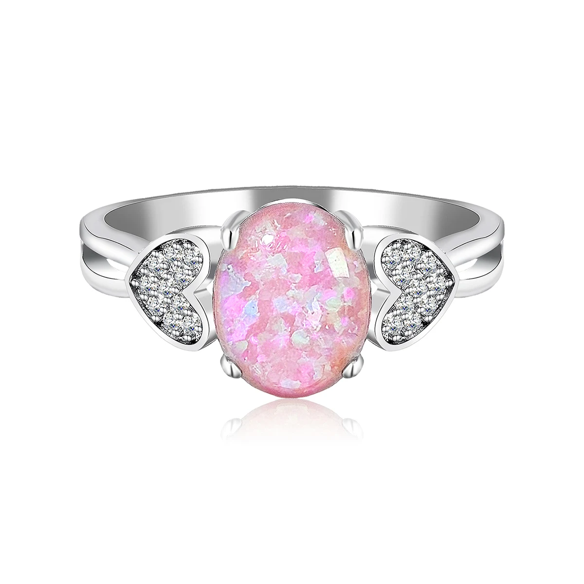 Fashion Simple Atmosphere Inlaid Aussie Gemstone Ring European and American Love made by BlueOne Jewelry