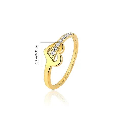 Fashion Simple Skeleton Love Heart Ring Female Versatile Retro Diamonds Heart-shaped - view 3