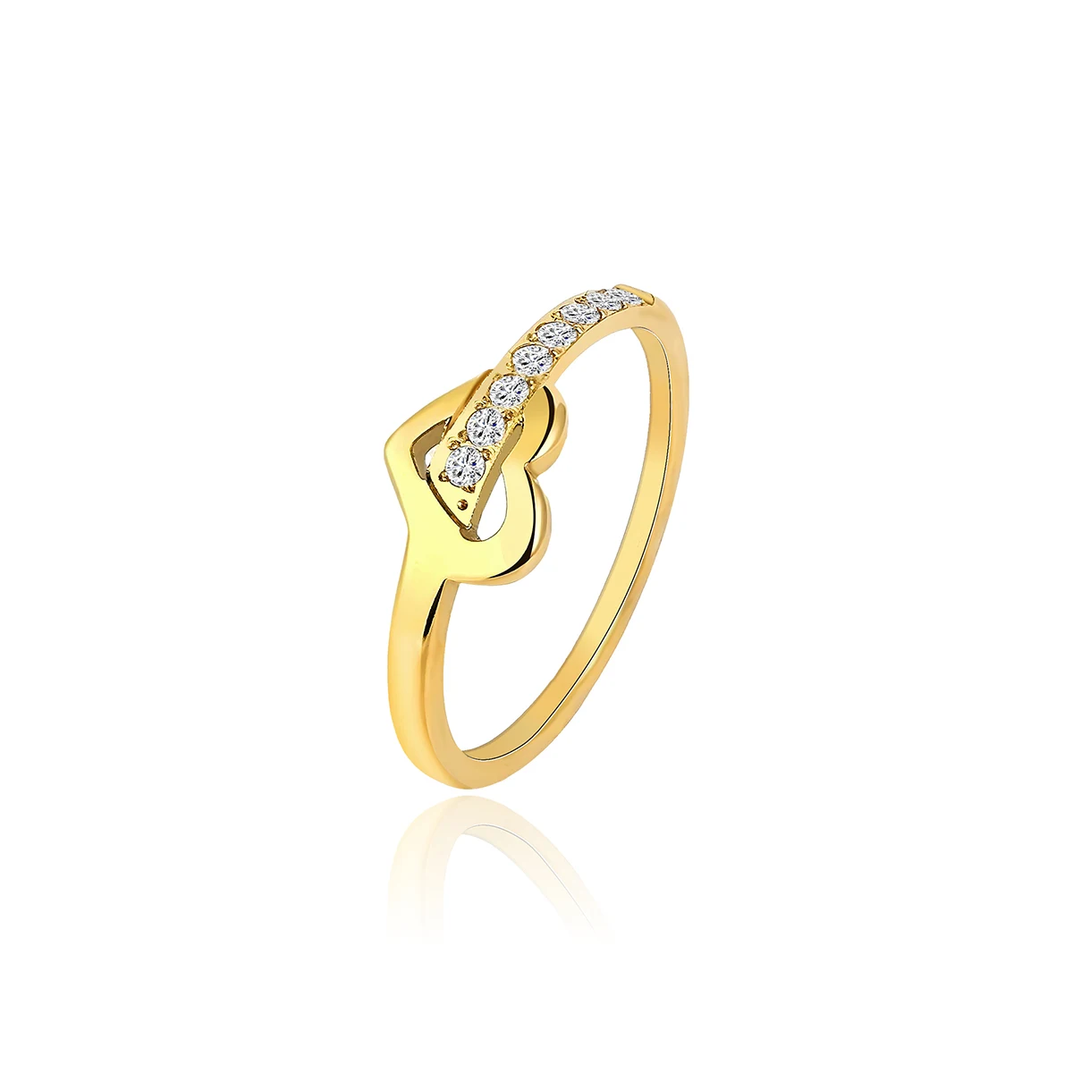 Fashion Simple Skeleton Love Heart Ring Female Versatile Retro Diamonds Heart-shaped made by BlueOne Jewelry