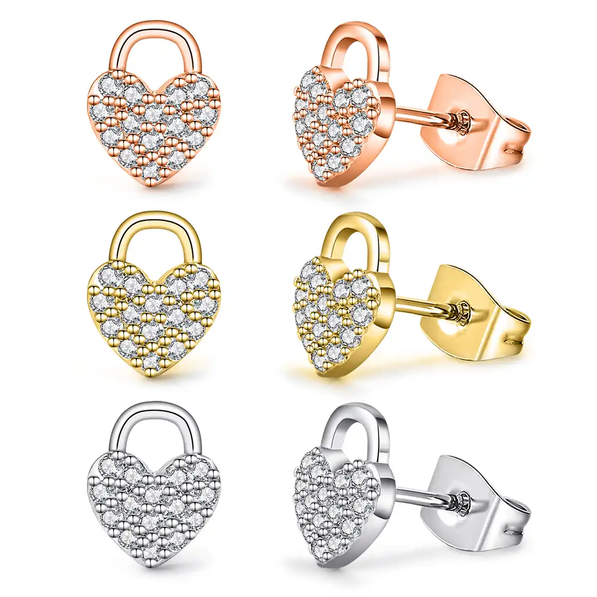 Fashion Stainless Steel Full Diamond Earrings Love Earrings made by BlueOne Jewelry