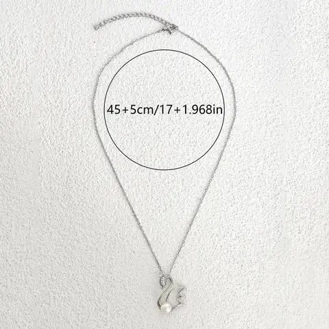 Fashion Swan Necklace Natural Pearl Pendant Shell Beads Necklace Positive Round Collarbone Chain - view 3