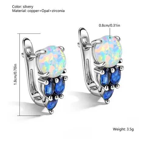 Fashionable Exquisite Opal Zircon Earrings Luxury Niche Versatile - view 3