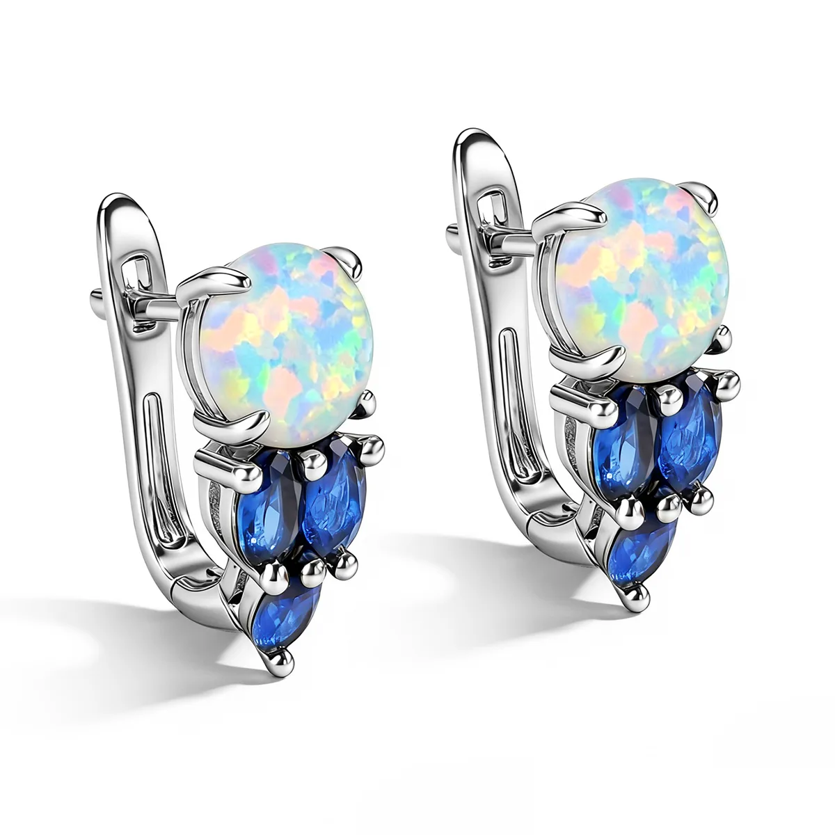 Fashionable Exquisite Opal Zircon Earrings Luxury Niche Versatile made by BlueOne Jewelry
