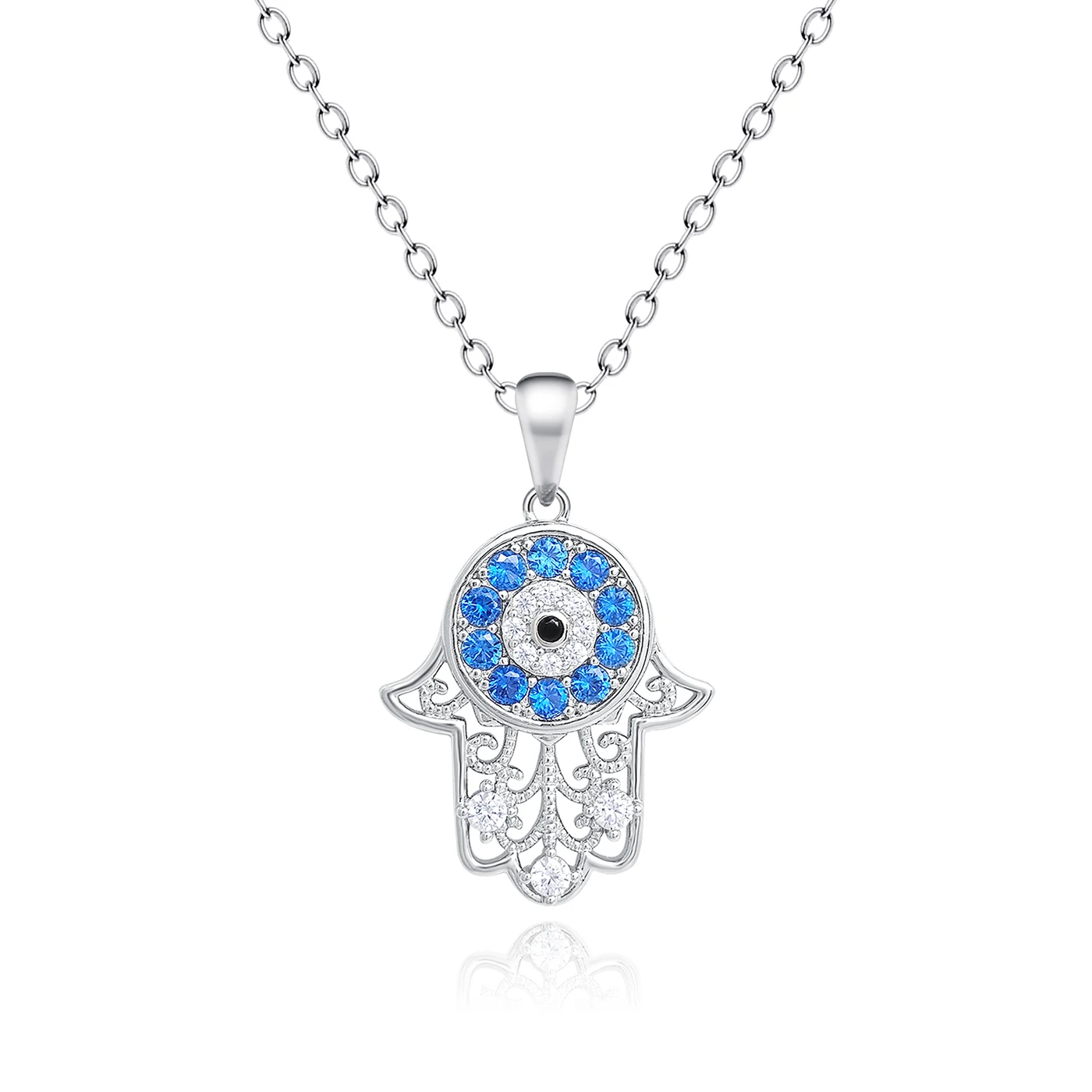 Fatima’s Guardian 925 Sterling Silver Necklace European and American Popular Collarbone Chain made by BlueOne Jewelry
