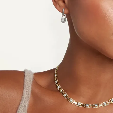 Flat Rectangular Zirconia Necklace Simple Atmosphere Europe and the United States - view 2
