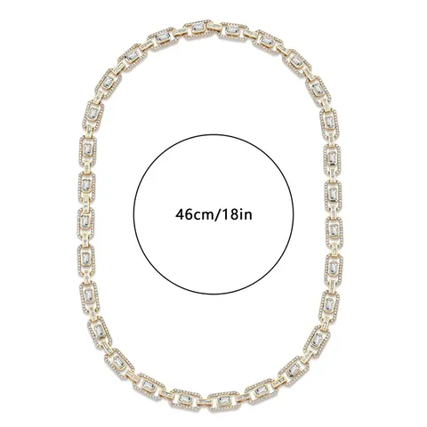 Flat Rectangular Zirconia Necklace Simple Atmosphere Europe and the United States - view 3