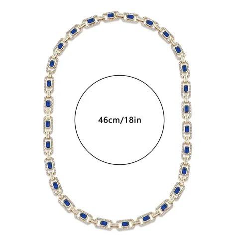 Plated Brass Flat Rectangular Zirconia Necklace Simple Atmosphere Europe and the United States - view 3