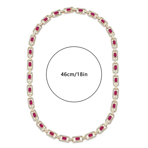 Cubic Zirconia Flat Rectangular Zirconia Necklace Simple Atmosphere Europe and the United States - view 3