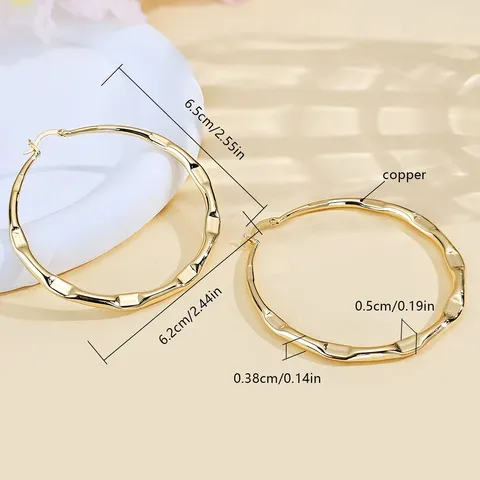 Plated Brass Fashion Embossed Earrings Korea Personalized Geometric Earrings Ear Jewelry - view 3