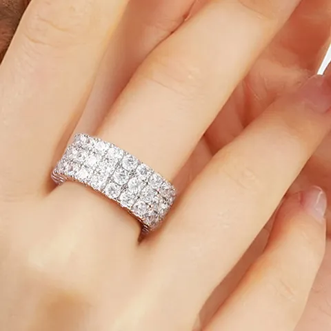 Fashion Ring Light Luxury High Feeling Triple Row Zirconia Ring Female - view 2