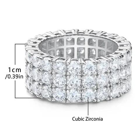 Fashion Ring Light Luxury High Feeling Triple Row Zirconia Ring Female - view 3