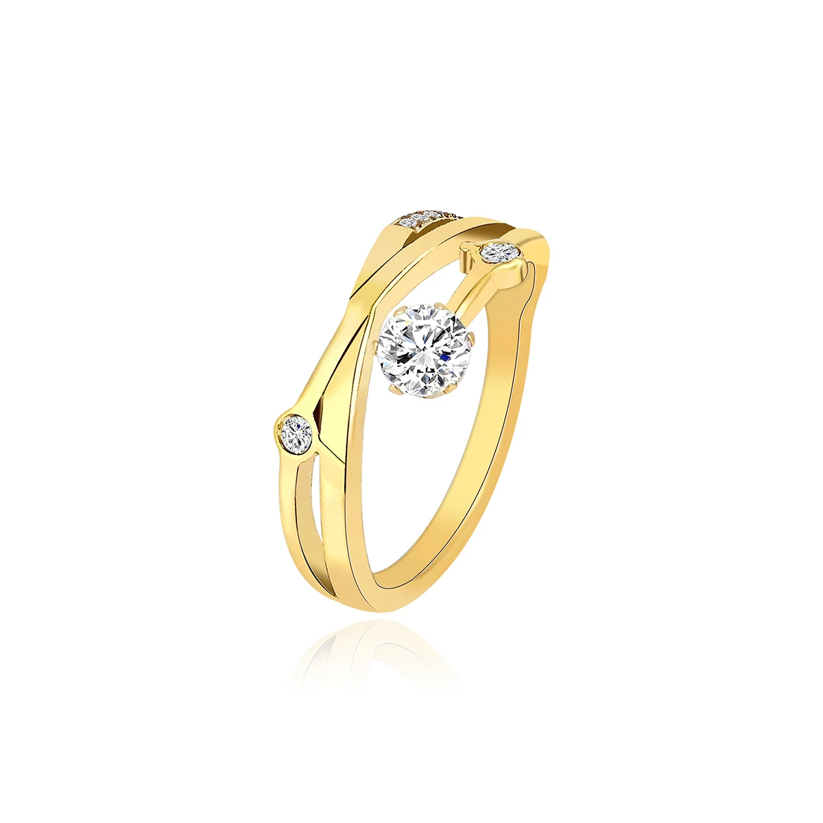 Japanese Light Luxury Gold-plated Women’s Ring Full of Diamonds Tree Branch made by BlueOne Jewelry