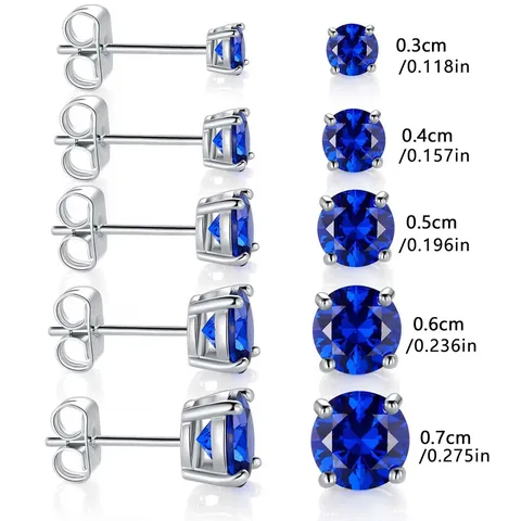 Four Claws Simple Blue Zirconia Earrings Simple Delicate Small Ear Bone - view 3