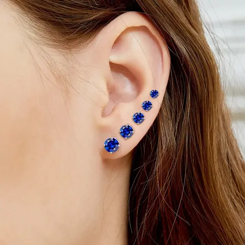 Four Claws Simple Blue Zirconia Earrings Simple Delicate Small Ear Bone - view 2