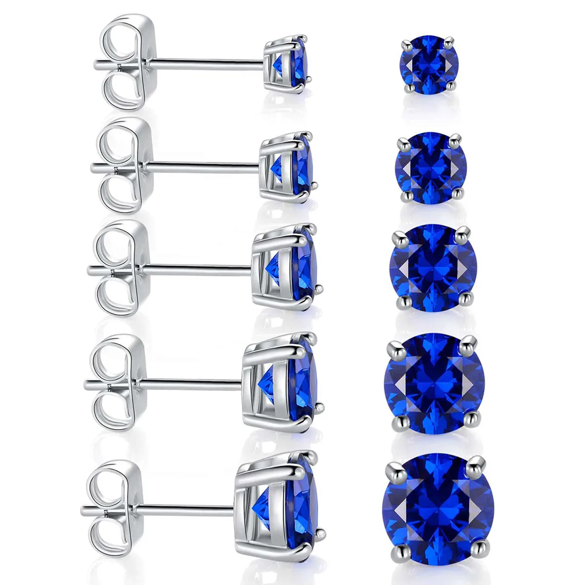 Four Claws Simple Blue Zirconia Earrings Simple Delicate Small Ear Bone made by BlueOne Jewelry
