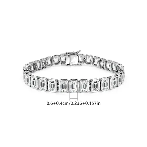 France Luxury Geometric Zirconia Tennis Bracelet Hip Hop Copper Single Row - view 3