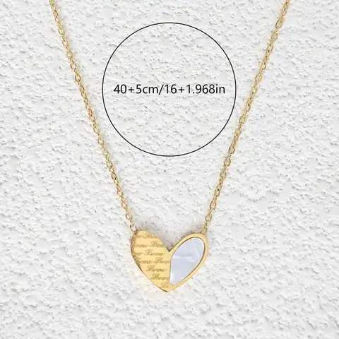 French Light Luxury Love Necklace Female Niche Design Versatile Shell Inlaid Collarbone Chain - view 3