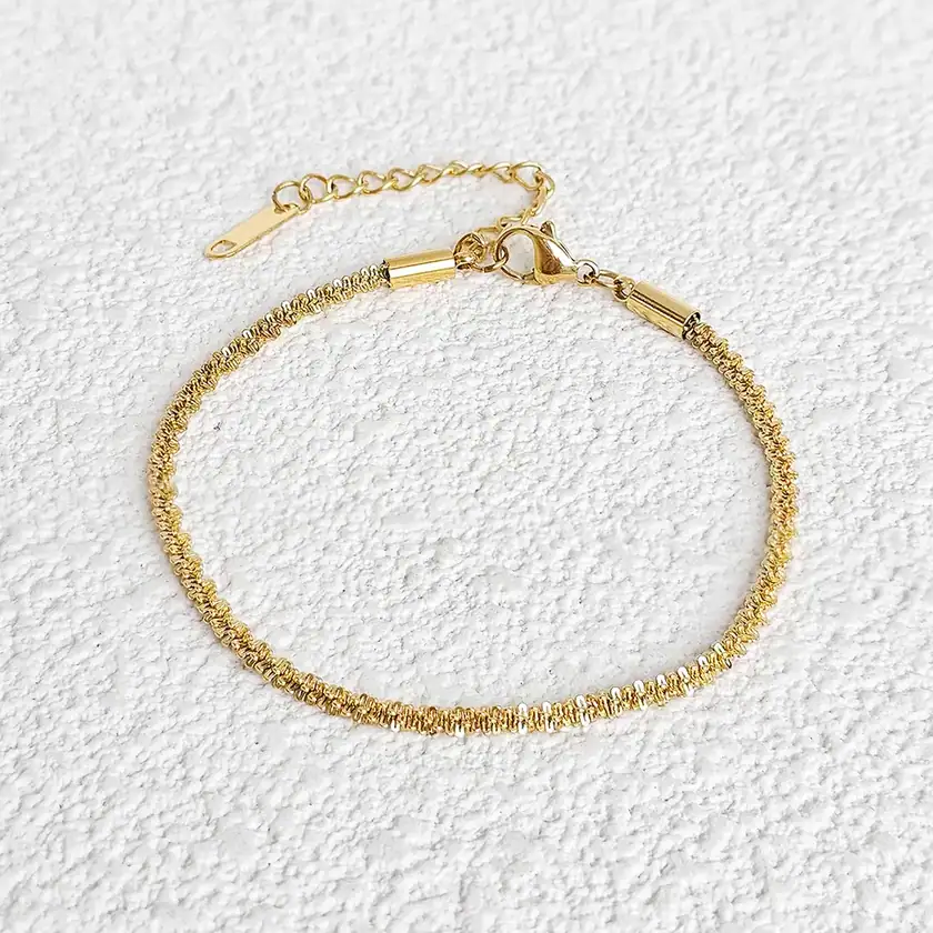 French Stainless Steel Multi-layer Fine Bracelet Vintage Mansion Pendant 18K Gold-plated made by BlueOne Jewelry