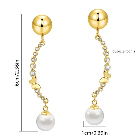 French Vintage Luxury Shi Family Pearl Stud Earrings for Women Elegant - view 3