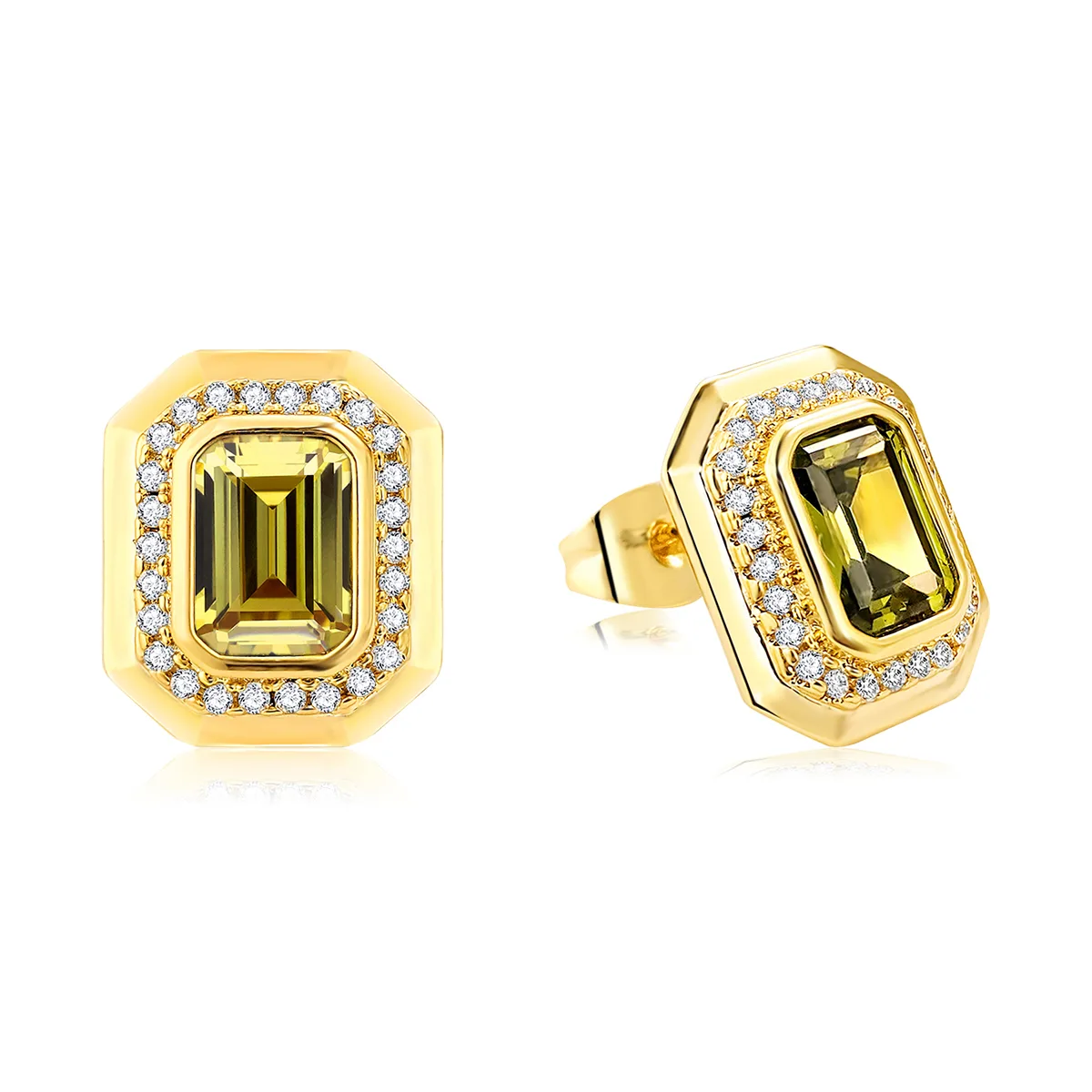 French Vintage Luxury Style with Full Diamond Earrings Square White Stone made by BlueOne Jewelry
