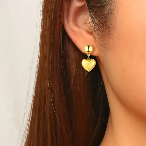 Front and Back Hemisphere Heart Earrings Ins Unique Design Gold and - view 2