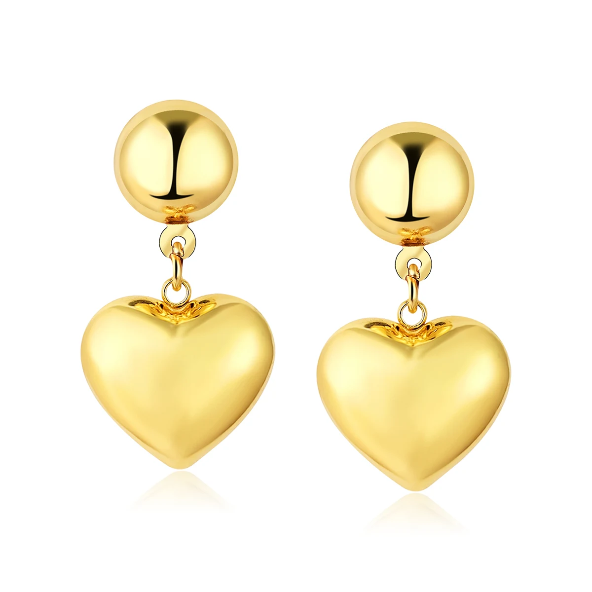 Front and Back Hemisphere Heart Earrings Ins Unique Design Gold and made by BlueOne Jewelry