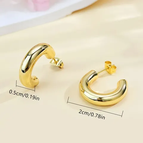 Global U-shaped Earrings Classic Minimalist Stainless Steel Earrings Luxurious and Sophisticated - view 3