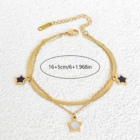 Gold-rimmed Star Double-layered Necklace Bracelet Set Jewelry Ins Minimalist Niche Design - view 2