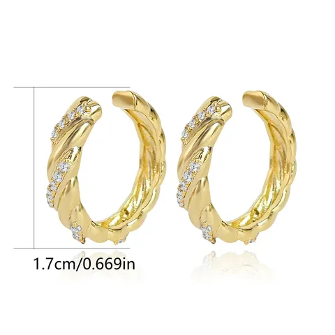 Gold Zirconia Earrings Fashion Light Luxury Ear Clips Gift Commuter Earrings - view 3