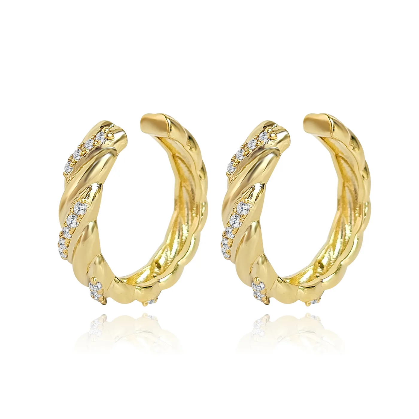 Gold Zirconia Earrings Fashion Light Luxury Ear Clips Gift Commuter Earrings made by BlueOne Jewelry