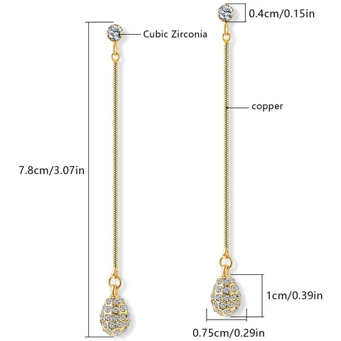 Golden Years 2025 Summer Personalized Cubic Zircon Earrings Long Drops Tassel in 18K Gold Plated - view 3