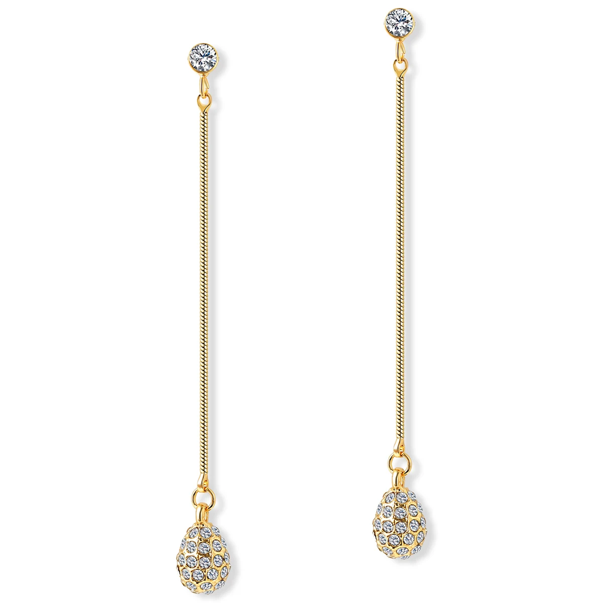Golden Years 2025 Summer Personalized Cubic Zircon Earrings Long Drops Tassel in 18K Gold Plated made by BlueOne Jewelry