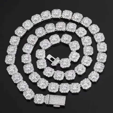 Hip Hop Jewelry Square Ice Candy Chain Zirconia Necklace Tide Men’s - view 3