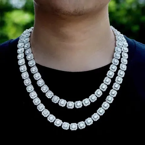 Hip Hop Jewelry Square Ice Candy Chain Zirconia Necklace Tide Men’s - view 2