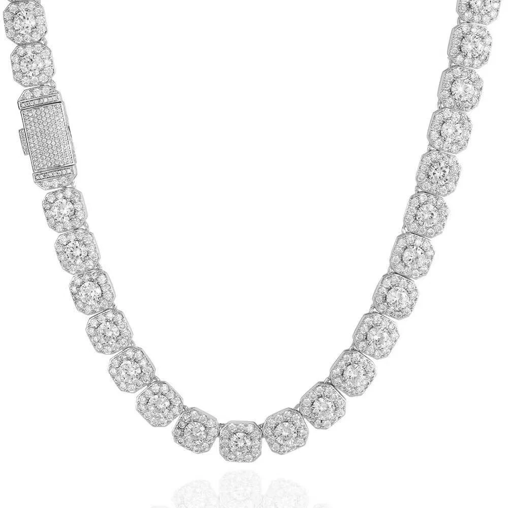 Hip Hop Jewelry Square Ice Candy Chain Zirconia Necklace Tide Men’s made by BlueOne Jewelry