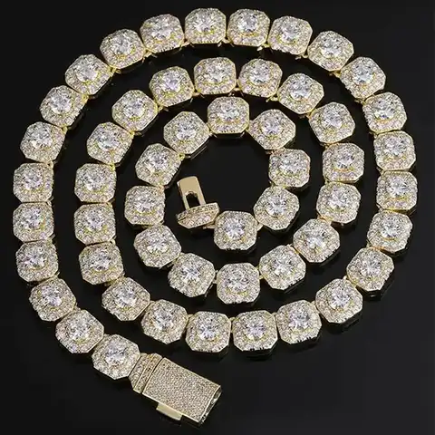 Hip Hop Jewelry Square Ice Candy Chain Zirconia Necklace Men’s Necklaces - view 3