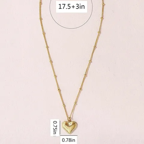 Beads Chain Pattern Peach Heart Pendant Jewelry Simple Titanium Steel Plated Pendant Necklace - view 3