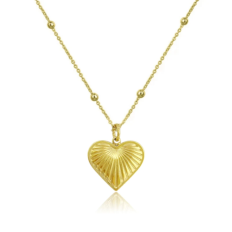 Beads Chain Pattern Peach Heart Pendant Jewelry Simple Titanium Steel Plated Pendant Necklace made by BlueOne Jewelry