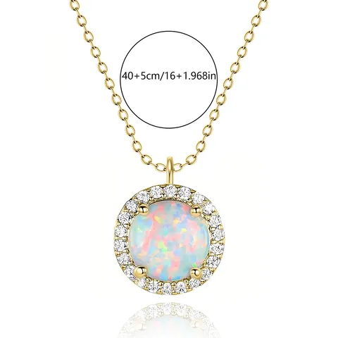 INS Simple Blue and White Opal Pendant Female Fashion Fire Fairy Pendant Necklace - view 3