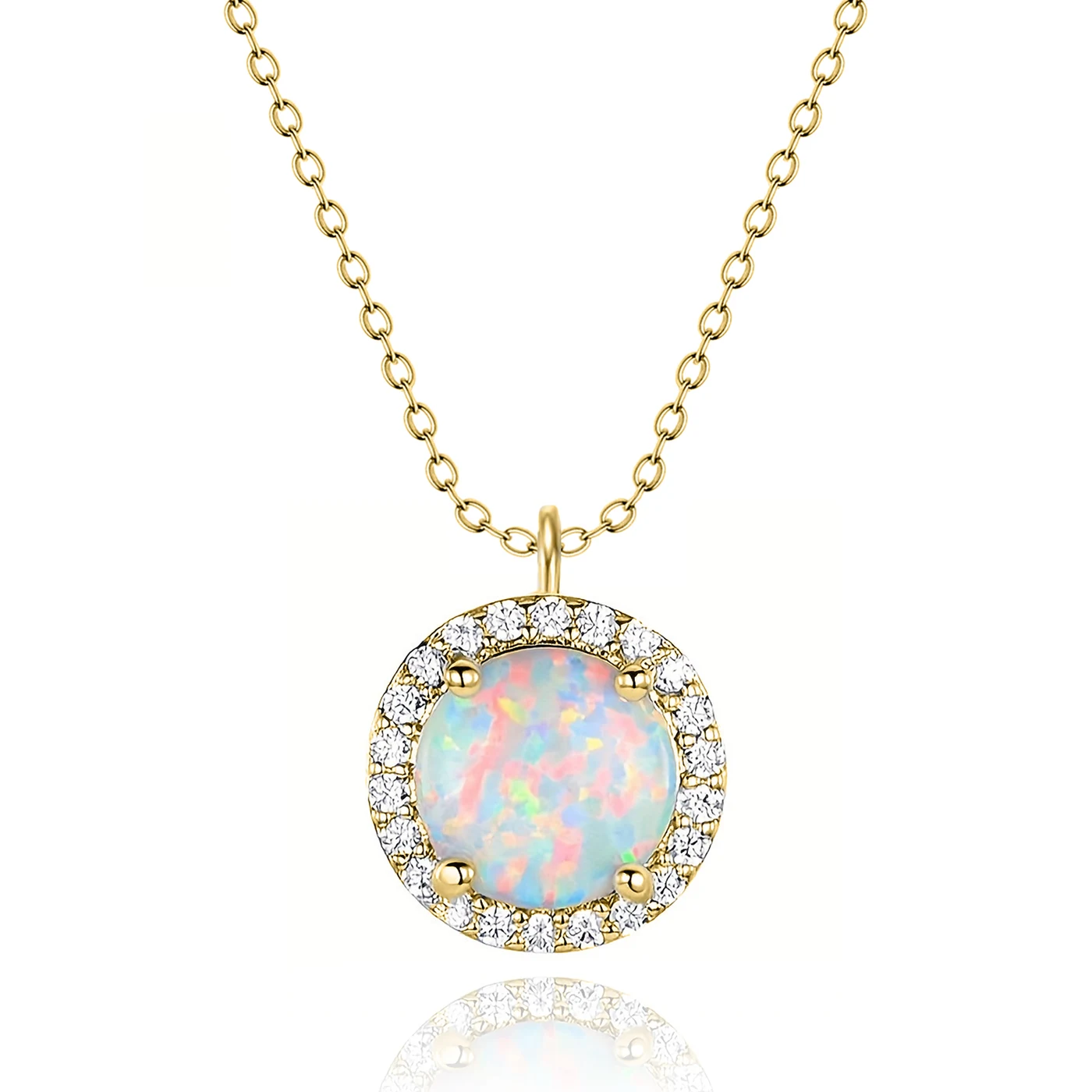 INS Simple Blue and White Opal Pendant Female Fashion Fire Fairy Pendant Necklace made by BlueOne Jewelry