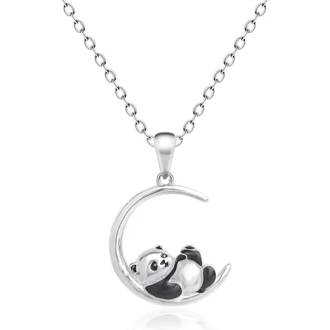 Jewelry Niche Design Moon Cute Panda Pendant Necklace for Women - Plated Brass jewelry made by BlueOne Jewelry