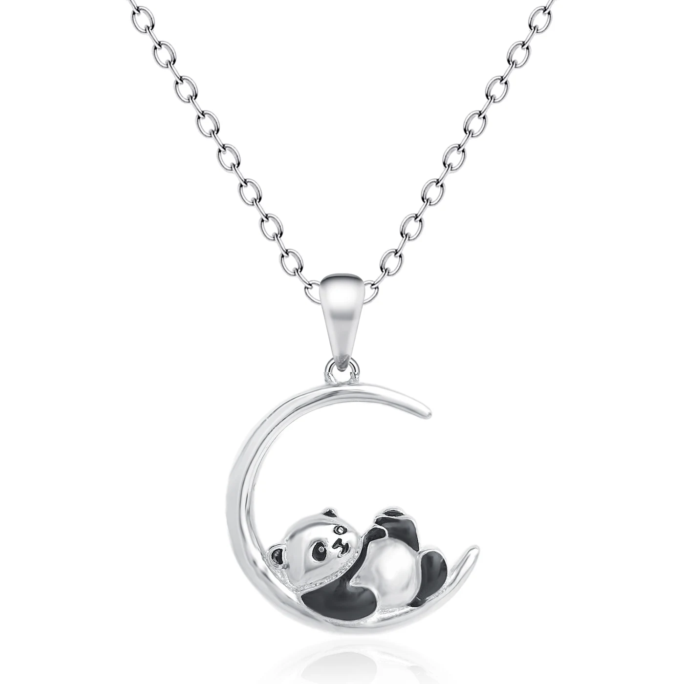 Jewelry Niche Design Moon Cute Panda Pendant Necklace for Women made by BlueOne Jewelry